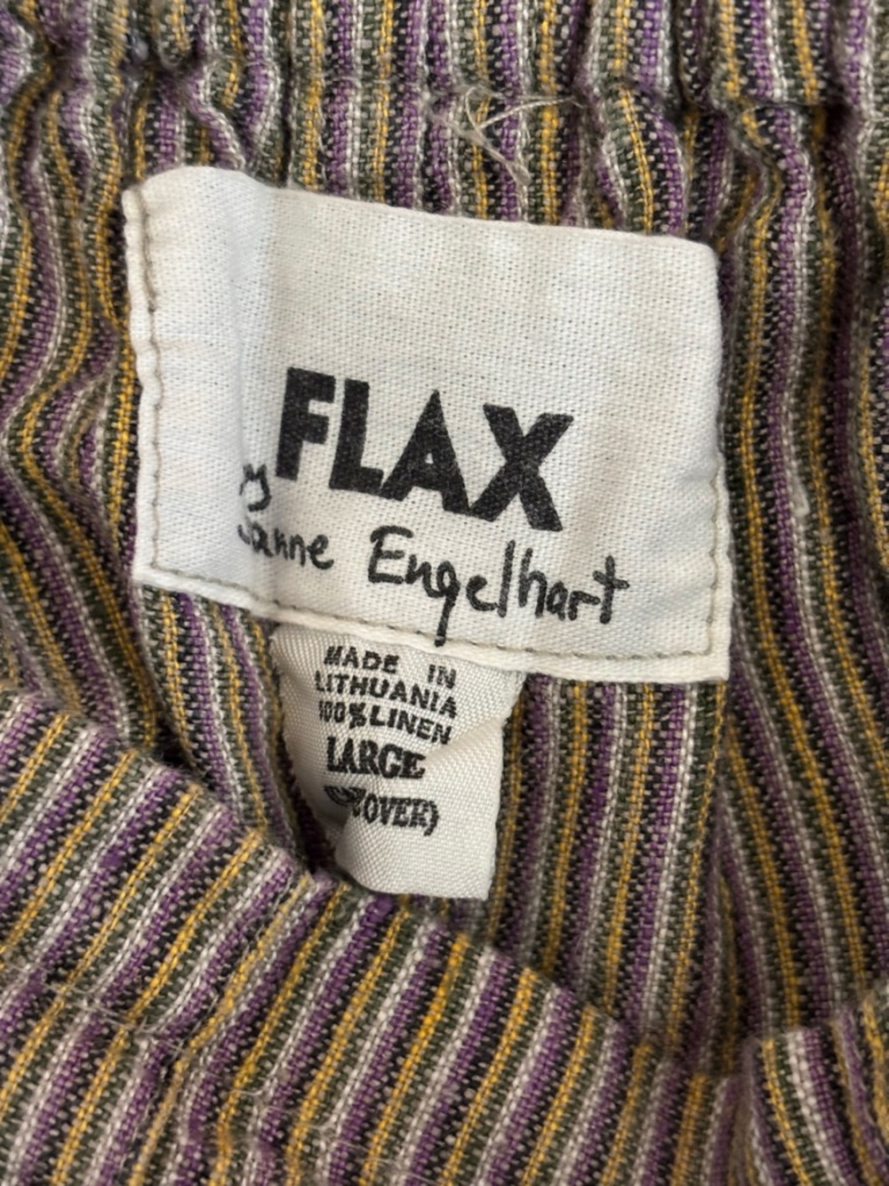 FLAX Vintage Striped Linen Patch Pocket Maxi Skirt Large Coastal Grandma - Picture 6 of 6